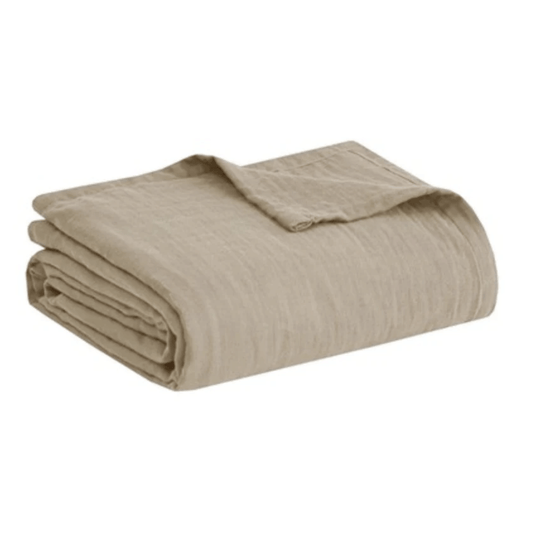 Khaki Gauze Bedspread 100% Cotton Queen / Full