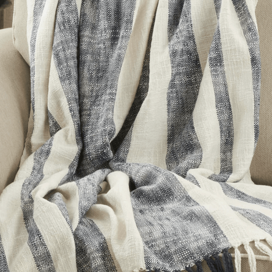 Striped Navy & Natural Blanket